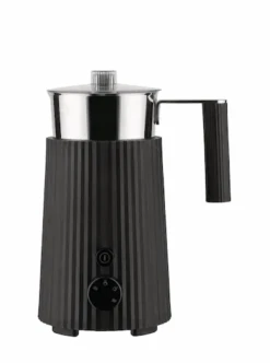 Alessi Plissé Elektrische Melkopschuimer 350 Ml Rvs Zwart