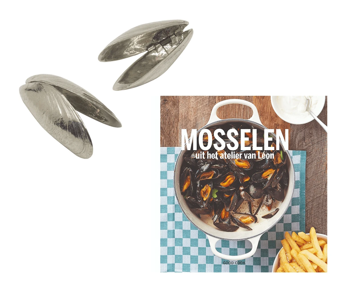 Mosselen Uit Het Atelier Van Léon + Zeeuws Mosselbestek 2 Stuks 3 Mosselen Uit Het Atelier Van Léon + Zeeuws Mosselbestek 2 Stuks