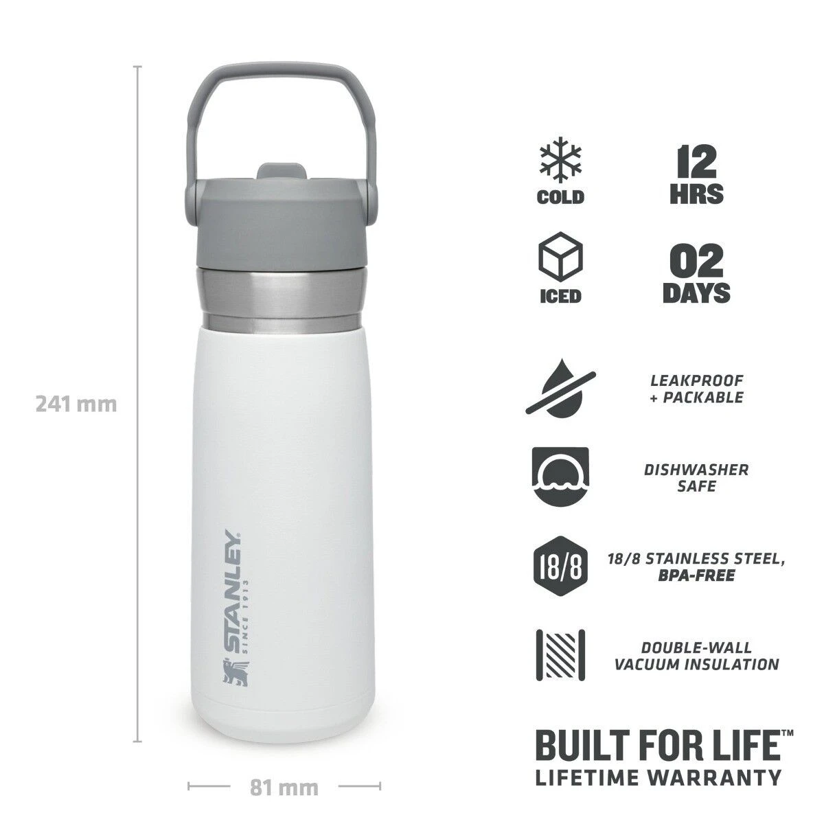 Stanley The IceFlow Flip Straw Water Bottle 650 Ml Polar 4 Stanley The IceFlow Flip Straw Water Bottle 650 Ml Polar - Afbeelding 2